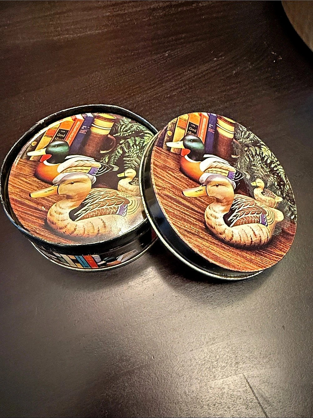Vintage 1983 Mallard Duck Tin Coasters Set of 6